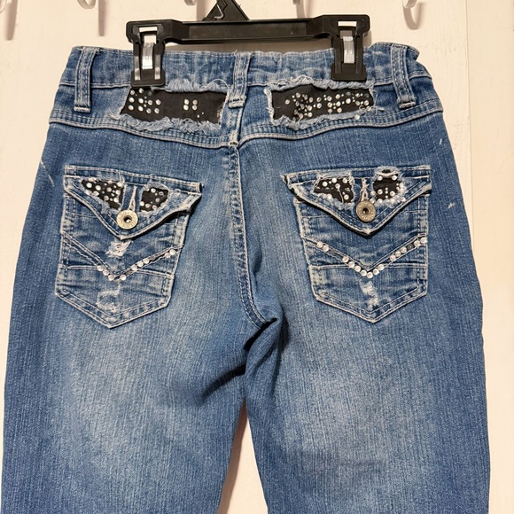 Girls Distressed Blue Jeans - Picture 4 of 9